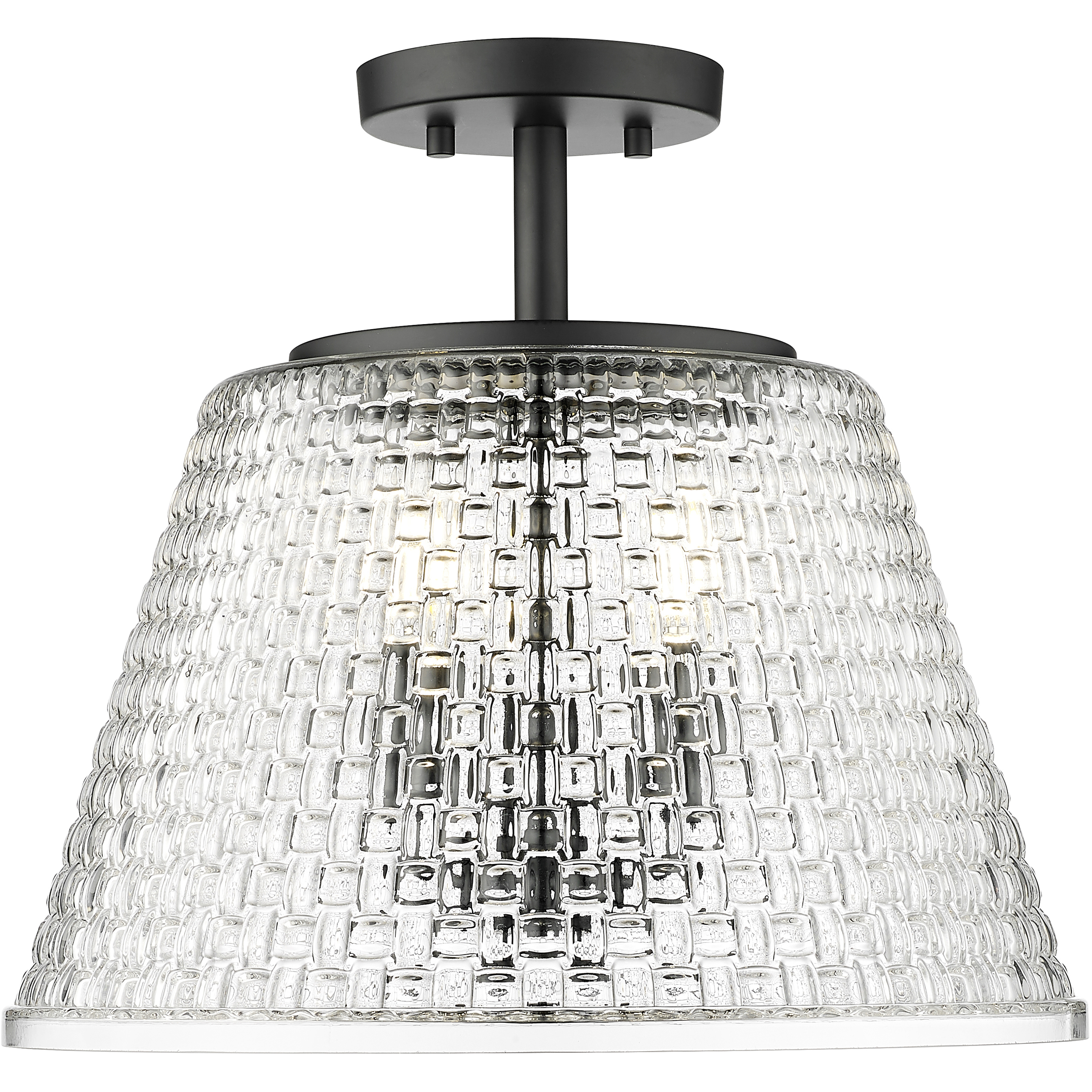 Saben 3 Light 15 inch Matte Black Semi-Flush Mount Ceiling Light